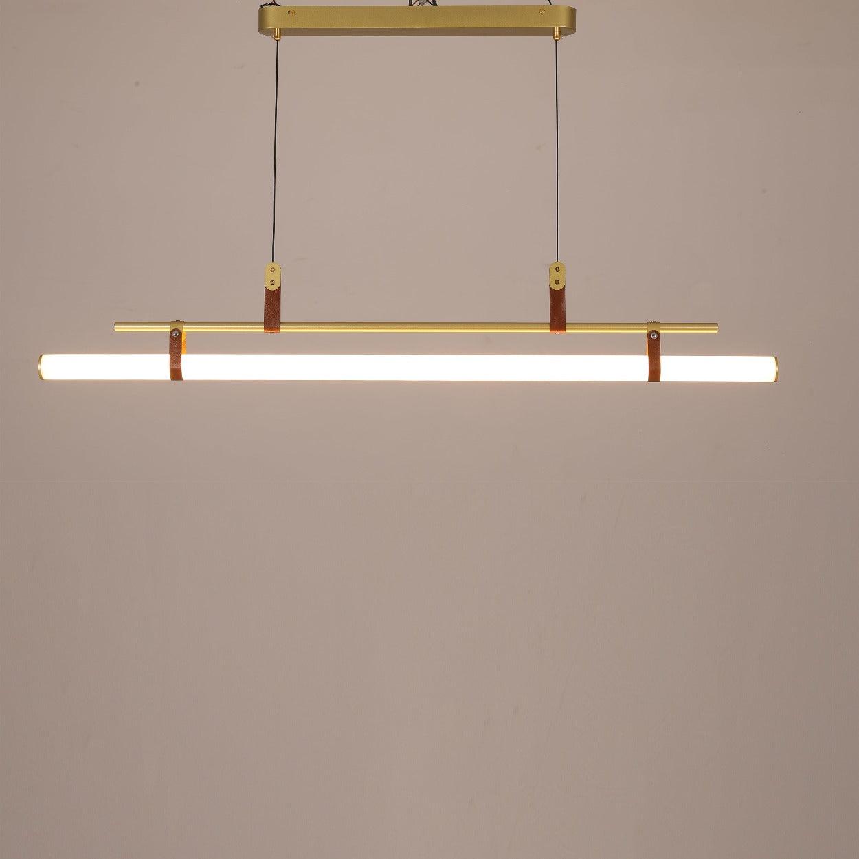 ANNA LINEAR LED TUBE WITH LEATHER HANGING LIGHT - Ankur Lighting