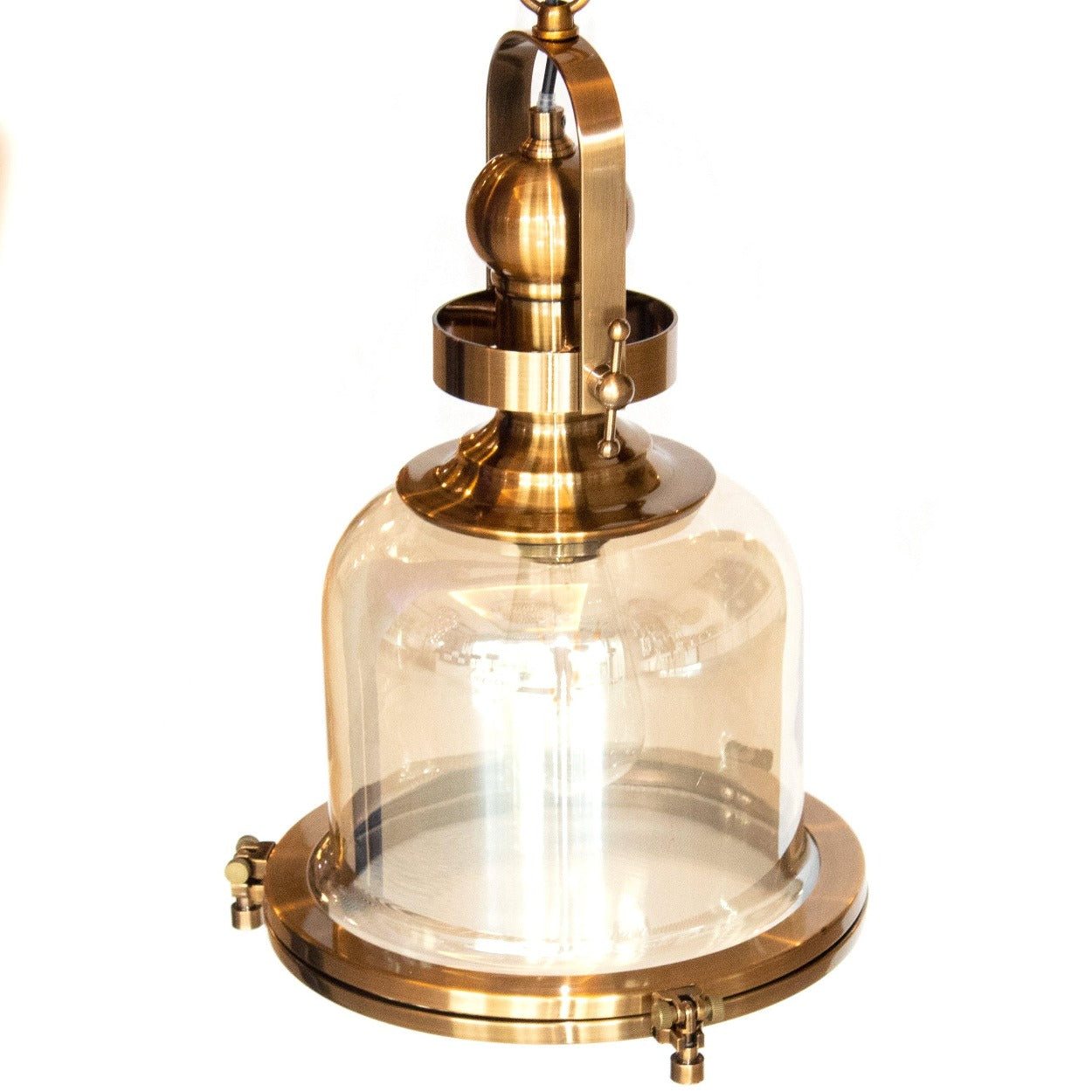 ANTIQUE BRASS GLASS CYLINDER HANGING LIGHT - Ankur Lighting