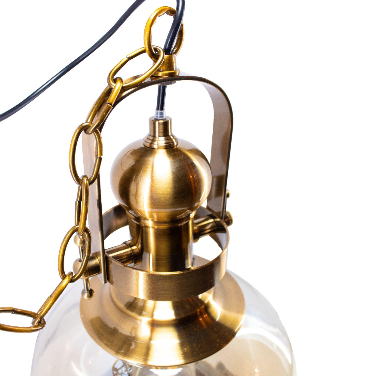 ANTIQUE BRASS GLASS GLOBE HANGING LIGHT - Ankur Lighting