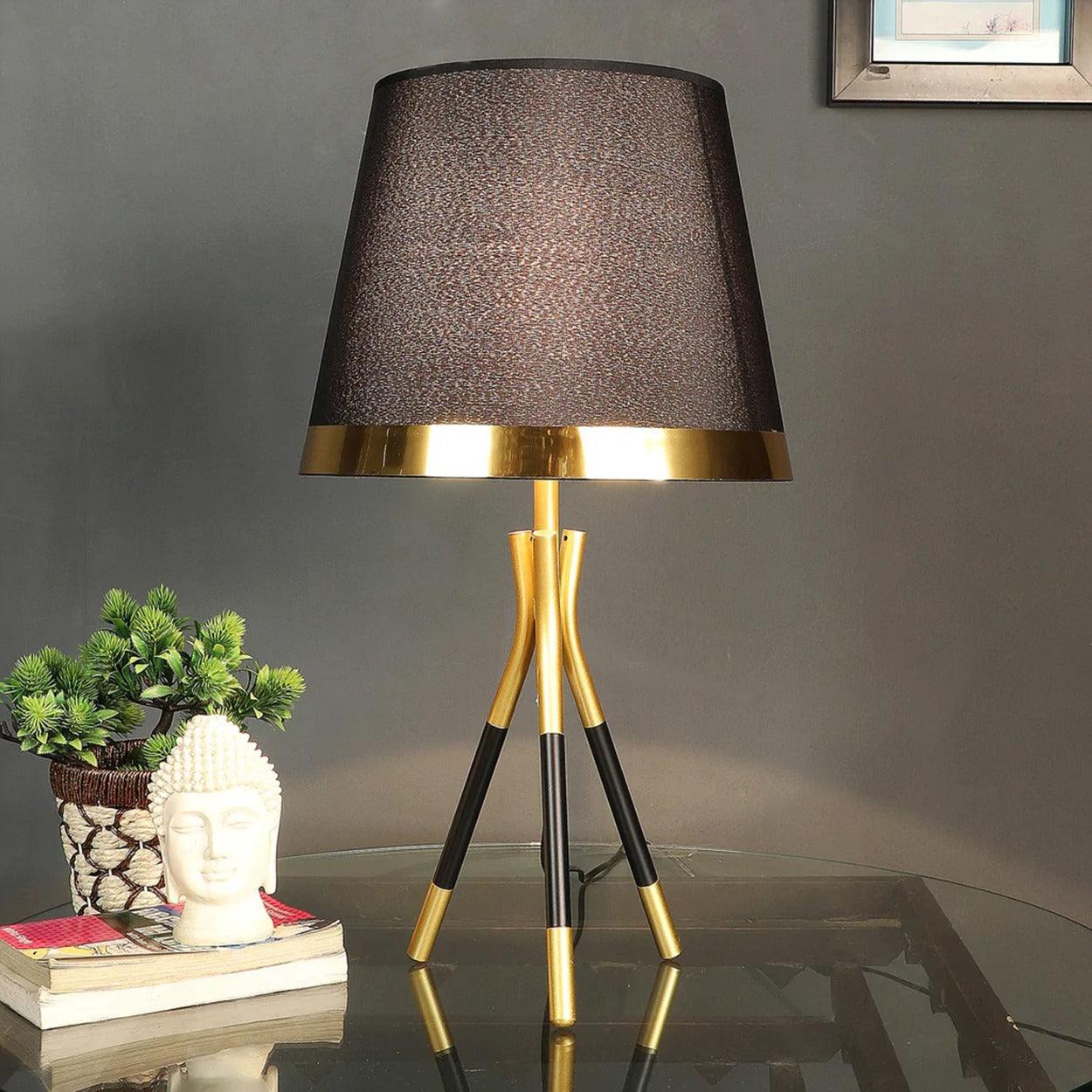 AURAM FABRIC SHADE TRIPOD TABLE LAMP - Ankur Lighting