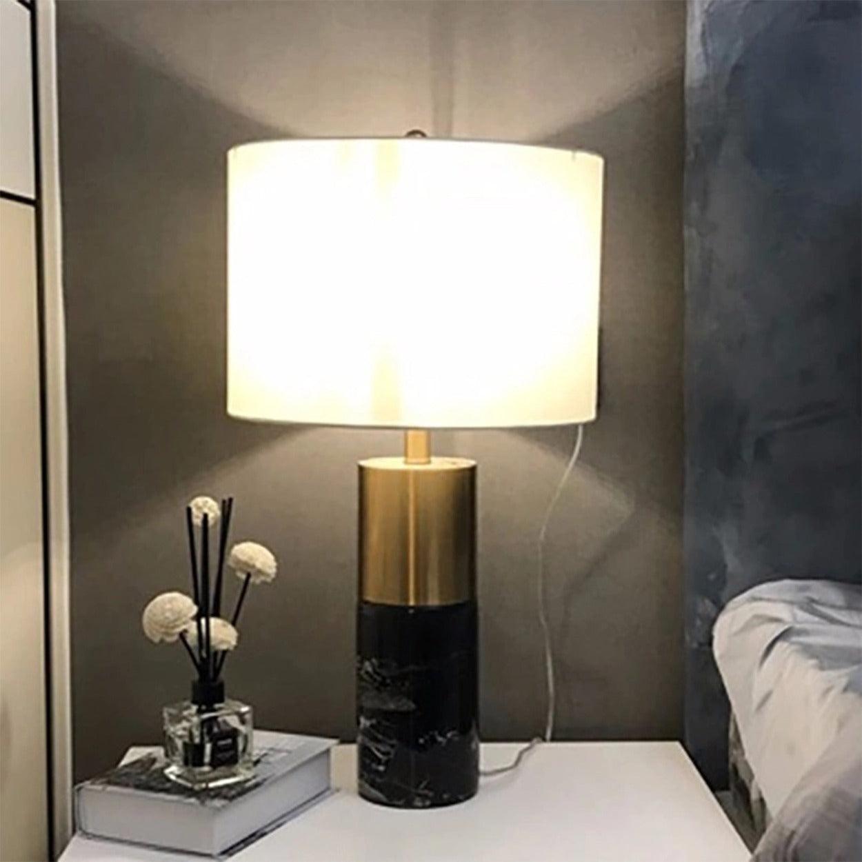 GOLD WITH MARBLE TEXTURE TABLE LAMP - Ankur Lighting