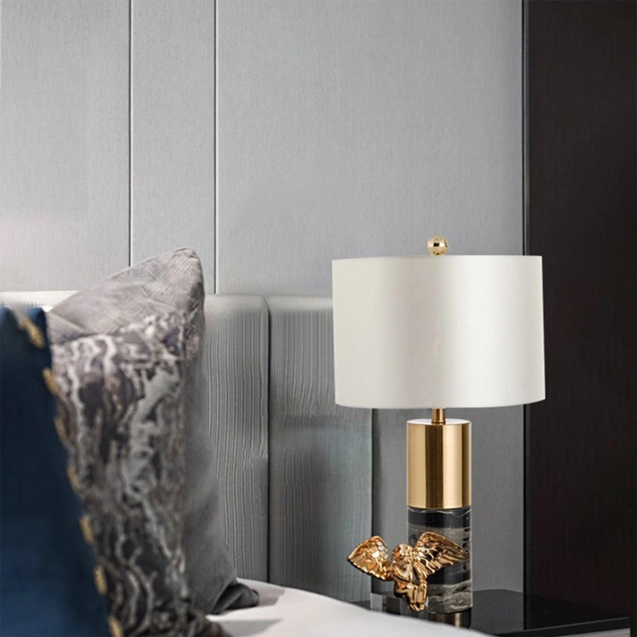 GOLD WITH MARBLE TEXTURE TABLE LAMP - Ankur Lighting