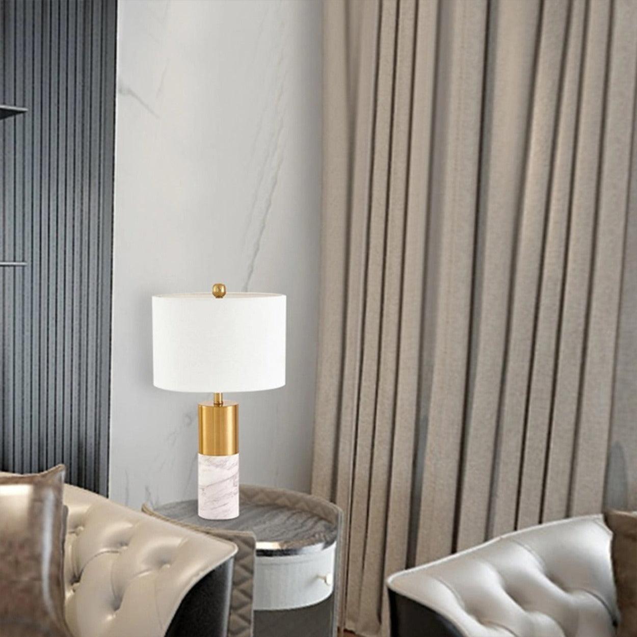 GOLD WITH MARBLE TEXTURE TABLE LAMP - Ankur Lighting