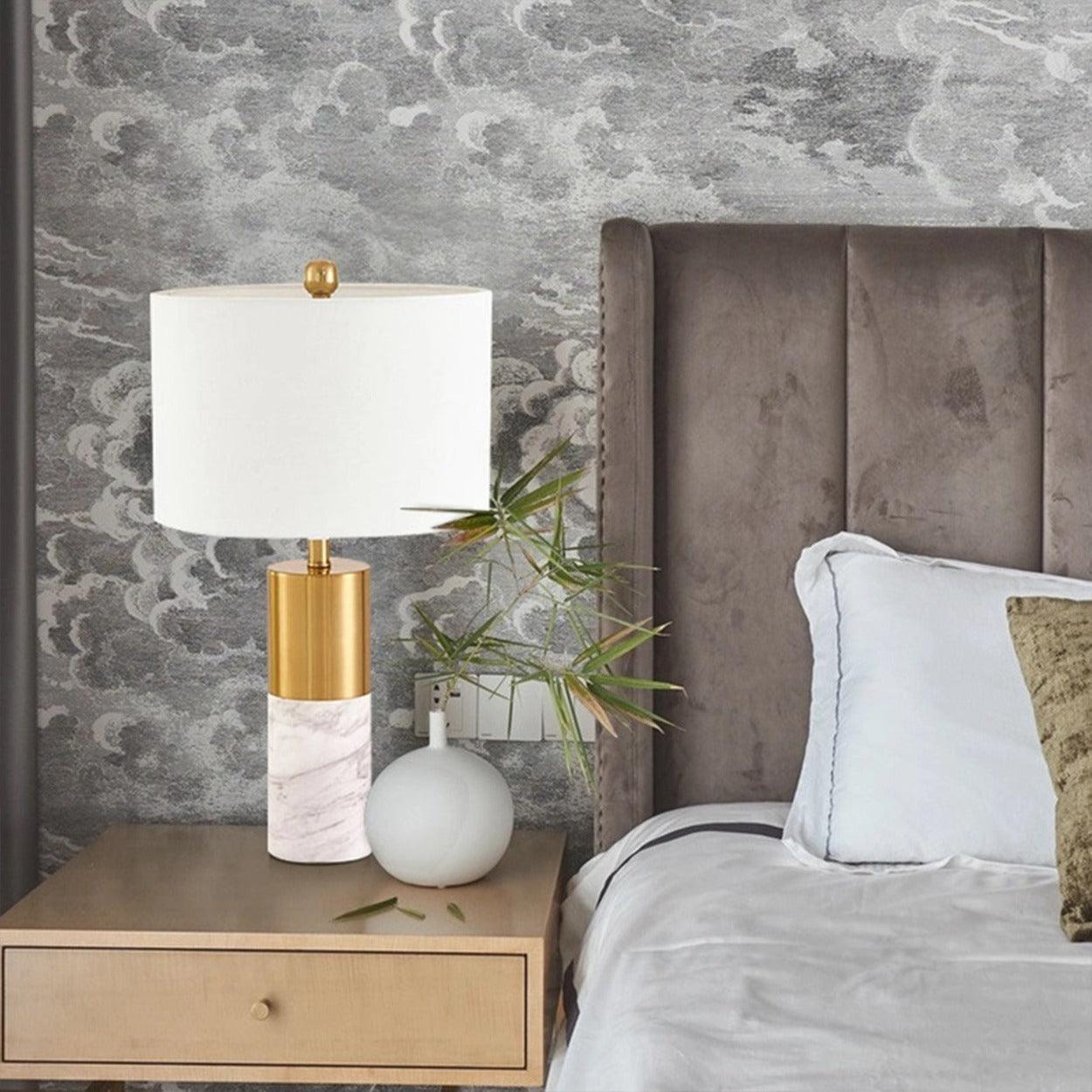 GOLD WITH MARBLE TEXTURE TABLE LAMP - Ankur Lighting