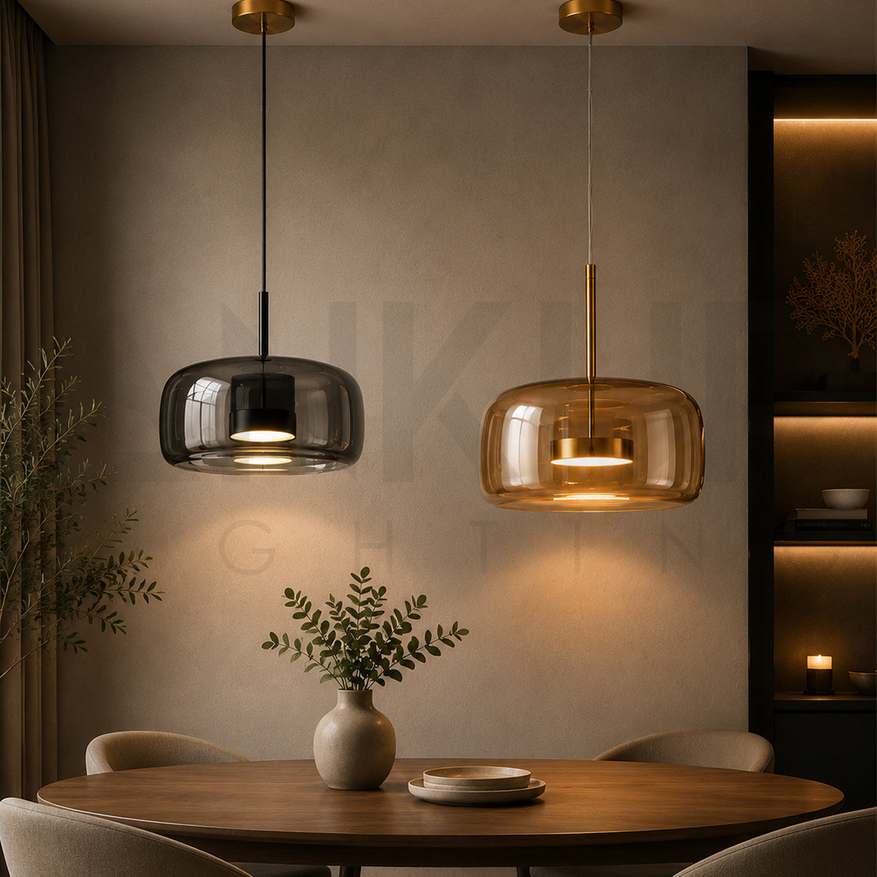 ANKUR ECLIPSE DOME MODERN GLASS WITH METAL LED PENDANT LIGHT