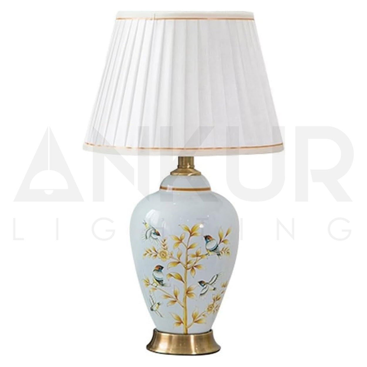 ANKUR KEYSTONE MODERN HAND PAINTED CERAMIC BEDSIDE TABLE LAMP