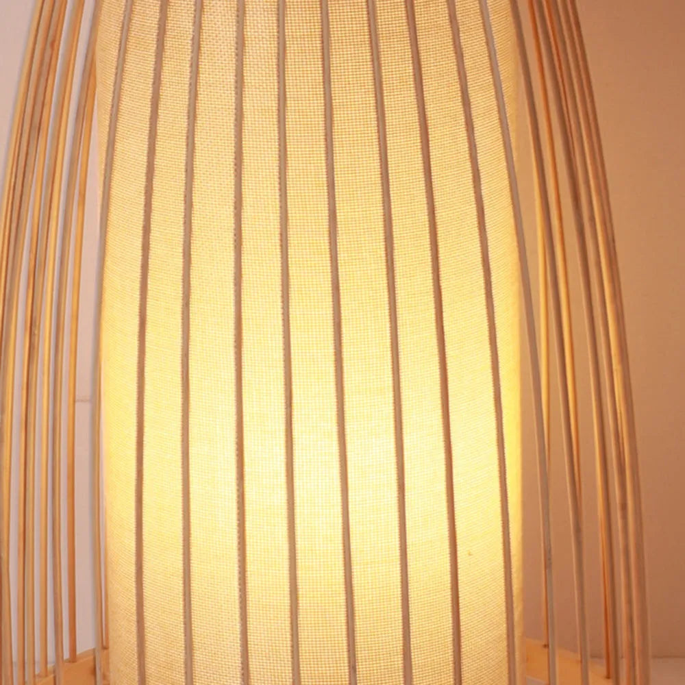 ANKUR CYGNET RUSTIC BOTTEL RATTAN FABRIC CAGE FLOOR LAMP