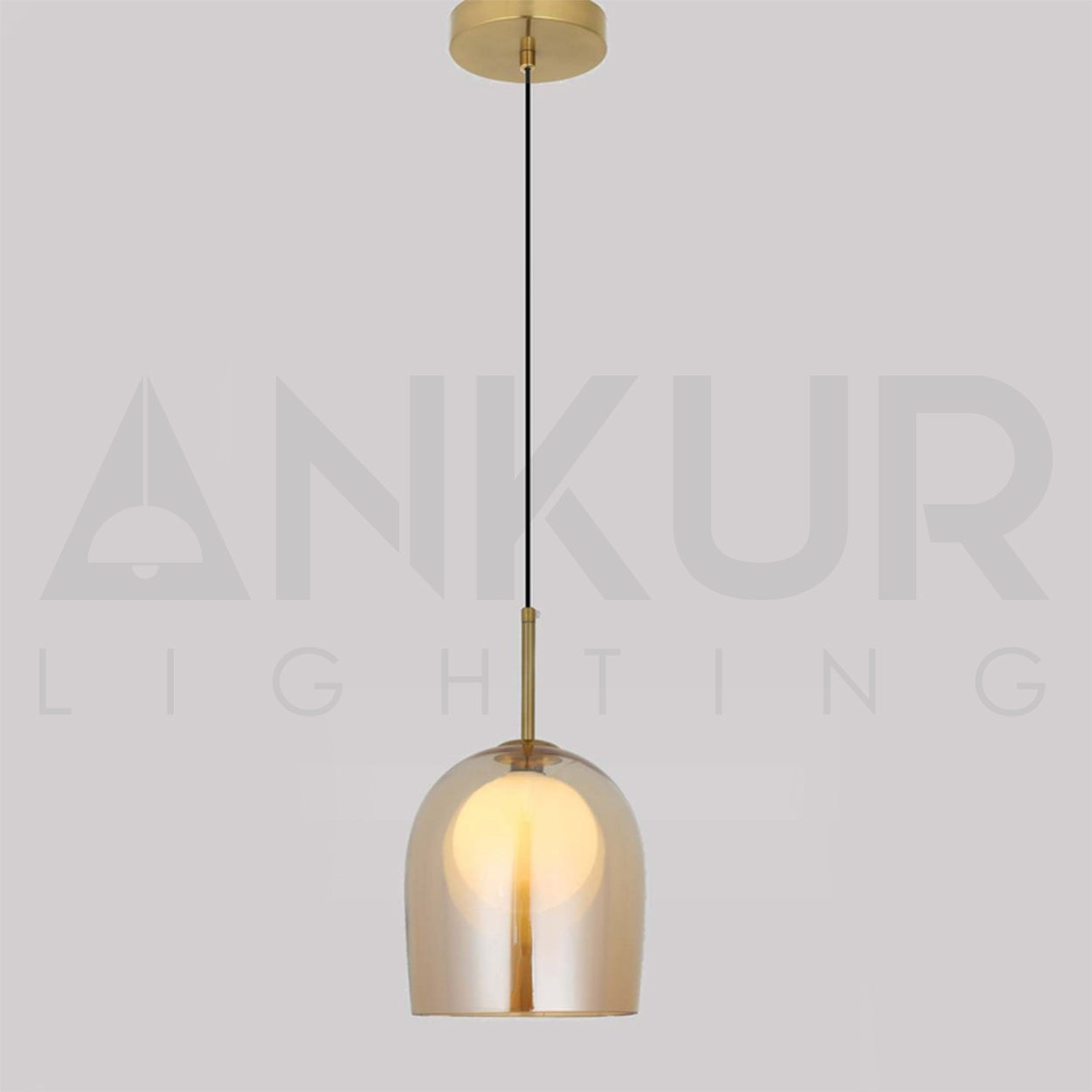 ANKUR SPIRE AMBER GLASS FINISH METAL BASED HANGING LIGHT FOR KICHTEN AND DINING PENDANT LIGHT
