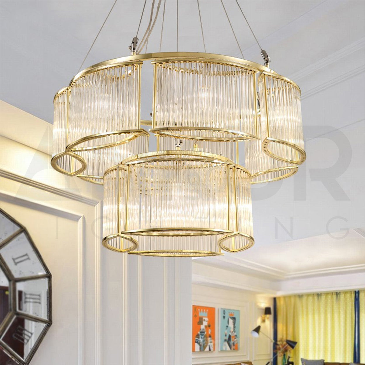 ANKUR VALERIA CRYSTAL CHANDELIER GOLD AND METAL FINISH FOR LUXURY HOME