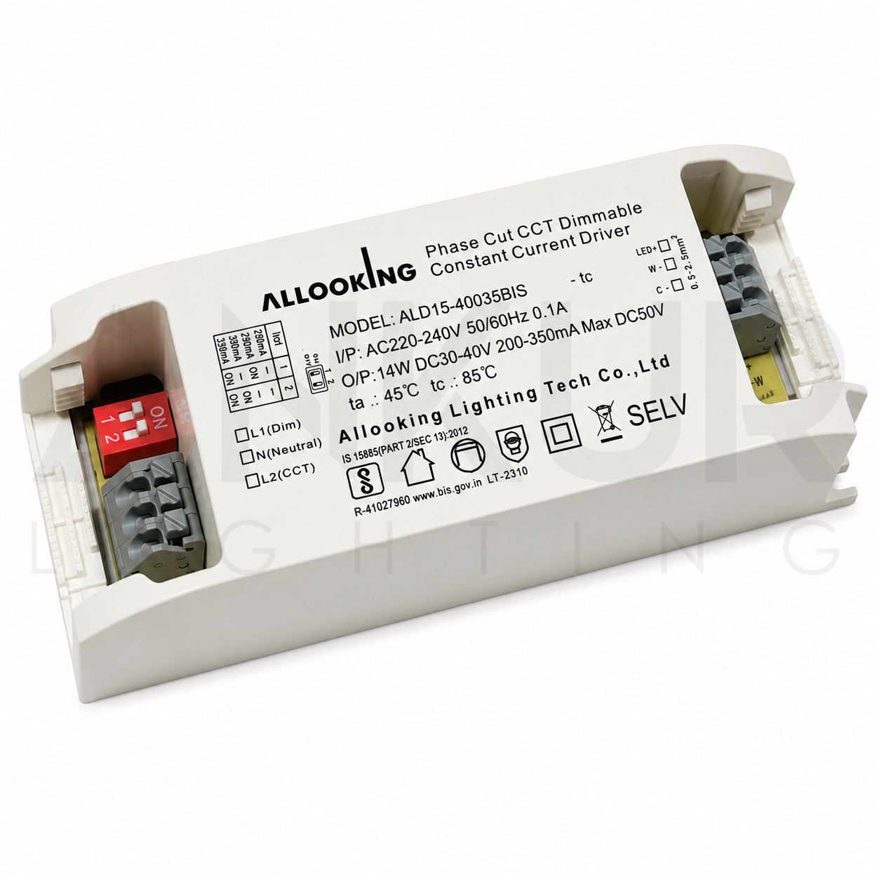 ALLOOKING 14W PHASE CUT DIMMABLE LED DRIVER | CONSTANT CURRENT 200-350MA | INDOOR DRY-RATED POWER SUPPLY (IP20)