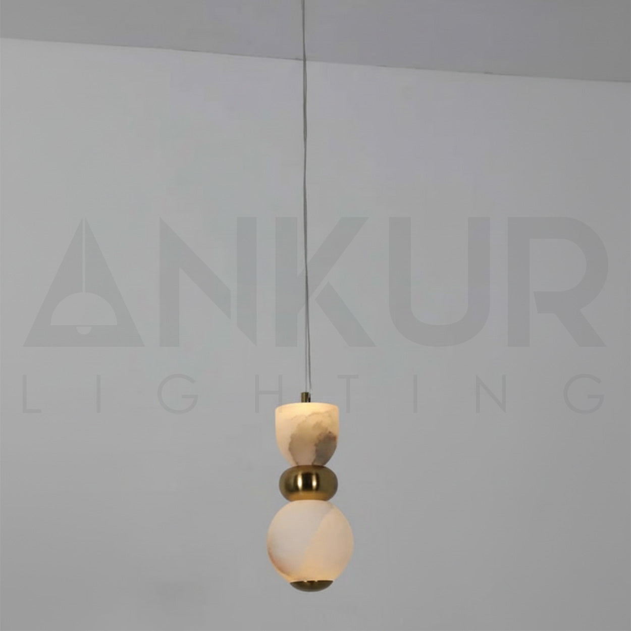 ANKUR RESPITE ONYX MARBLE ANTIQUE BRASS HANGING LIGHT FOR DINING AND KITCHEN PENDANT LIGHT