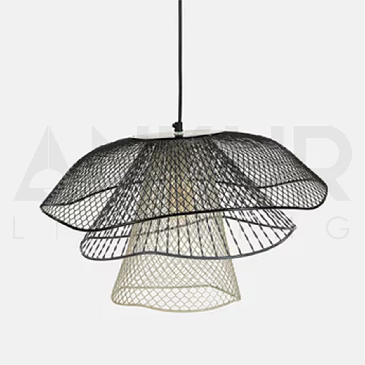 ANKUR TWISTACLE BLACK IRON TEXTURE CONTEMPORARY SEMI SPHERICAL CEILING HAGING LIGHT