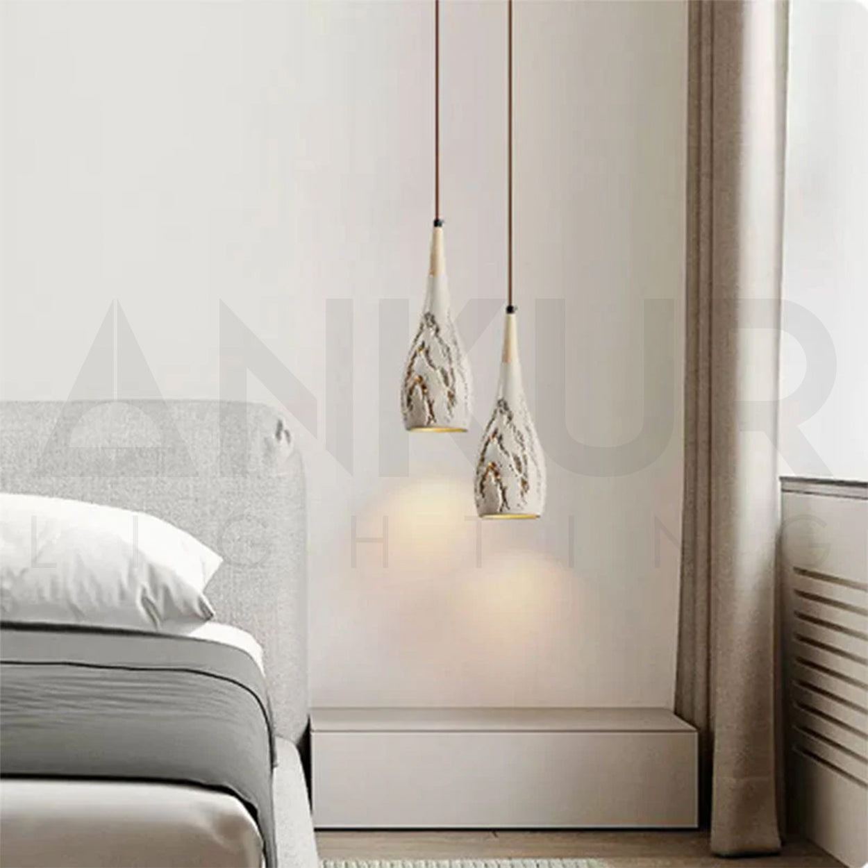 ANKUR CUBIST NORDIC MICRO CEMENT PENDANT LIGHT DECOR DROP LIGHTING FIXTURE SOLID WOOD LAMP HANGING LIGHT