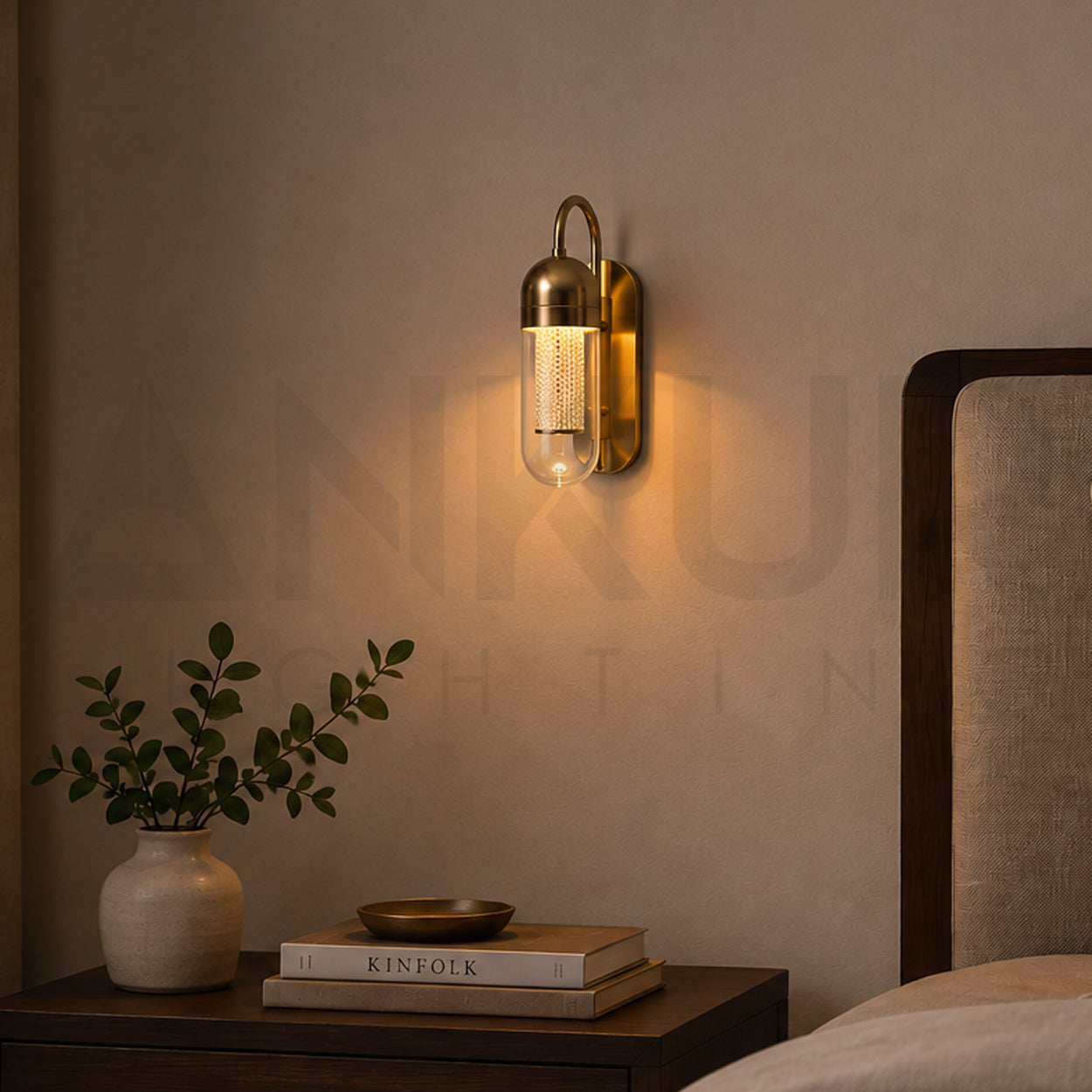 ANKUR DENVER BRASS FINISH WALL LIGHT FOR LIVING ROOMS AND HOME LIGHTING