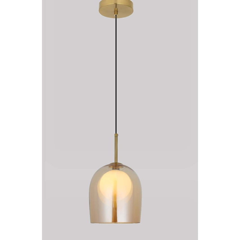 ANKUR SPIRE AMBER GLASS FINISH METAL BASED HANGING LIGHT FOR KICHTEN AND DINING PENDANT LIGHT