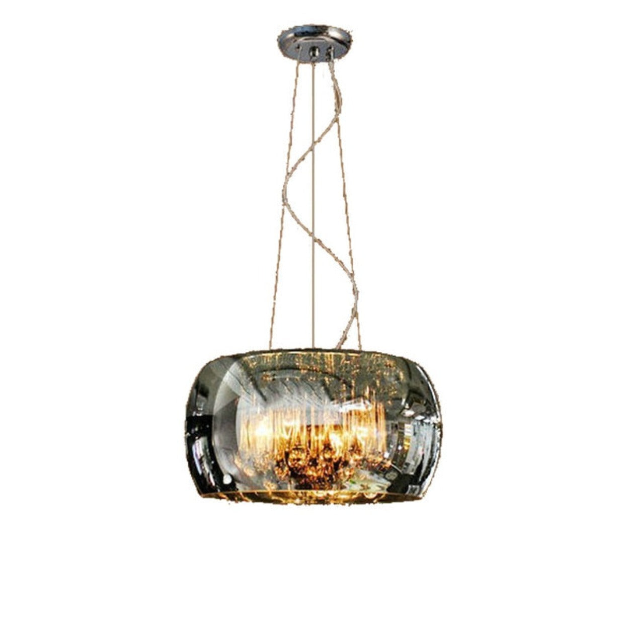 ANKUR DOMA PEARL GLASS DOME AND CRYSTAL LED HANGING CHANDELIER
