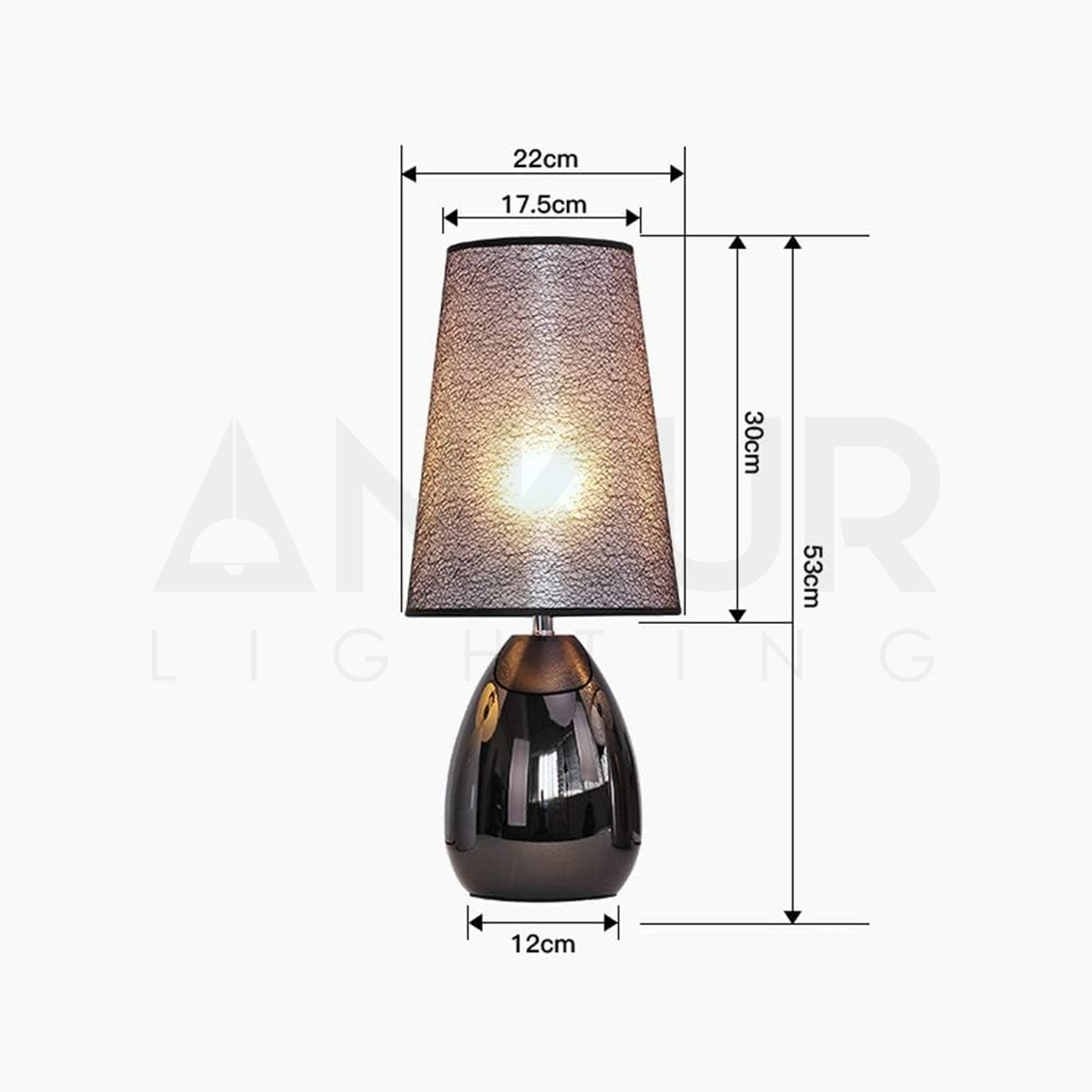 ANKUR NOIR GLOSSY FINISH METAL BEDSIDE TABLE LAMP