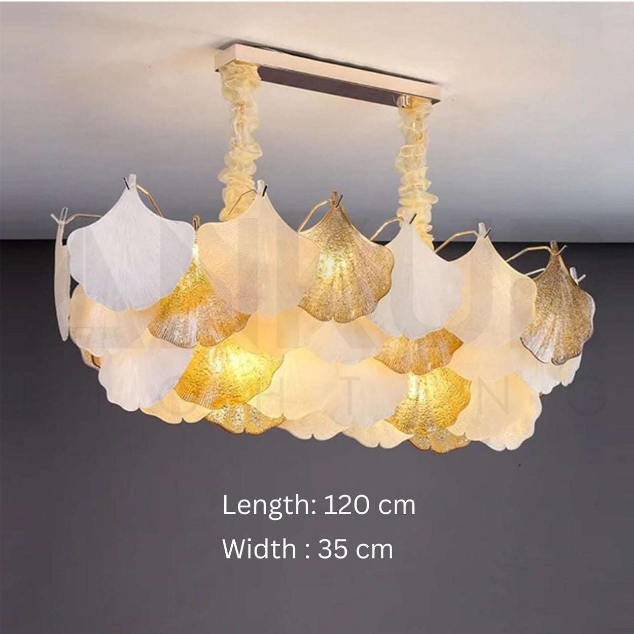 ANKUR GILDEDGLOW FRENCH FLOWER CRYSTAL ART GLASS RECTANGLE CHANDELIER