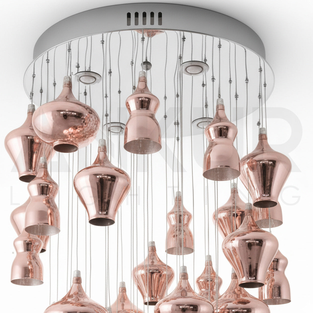 ANKUR LUNARIA MODERN LED COPPER GLASS LUXURY CHANDELIER