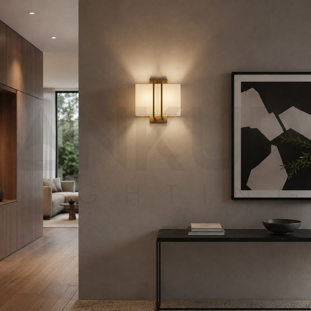 ANKUR SCUDO METAL AND FABRIC SHADE MODERN WALL LIGHT