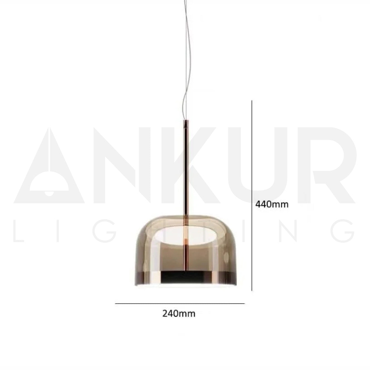 ANKUR BERLIN COPPER FINISH METAL AND AMBER GLASS LED PENDANT LIGHT