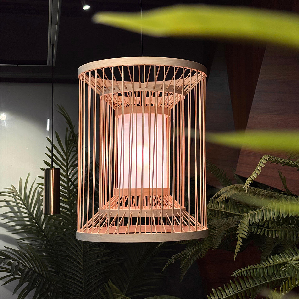 ANKUR VERDI NATURAL BAMBOO CANE AND FABRIC PENDANT LIGHT