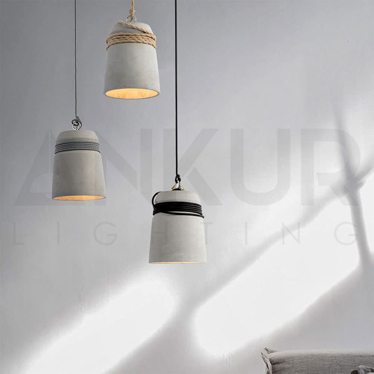 ANKUR SYLVAIN NORDIC RETRO LIGHTING CONCRETE BELL SHADE PENDANT CEILING LIGHT