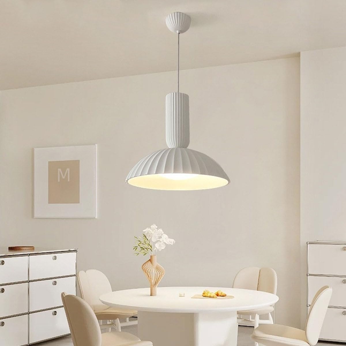 ANKUR WILLOW FLUTED WHITE CERAEMIC PORCELAIN DOME PENDANT LIGHT
