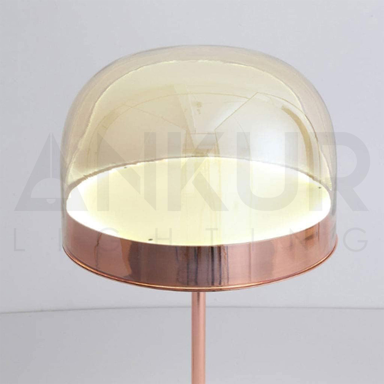 ANKUR CLASSY COPPER FINISH METAL AND GLASS BASED FLOOR LAMP FOR LIVING AND BEDROOM LIGHTING