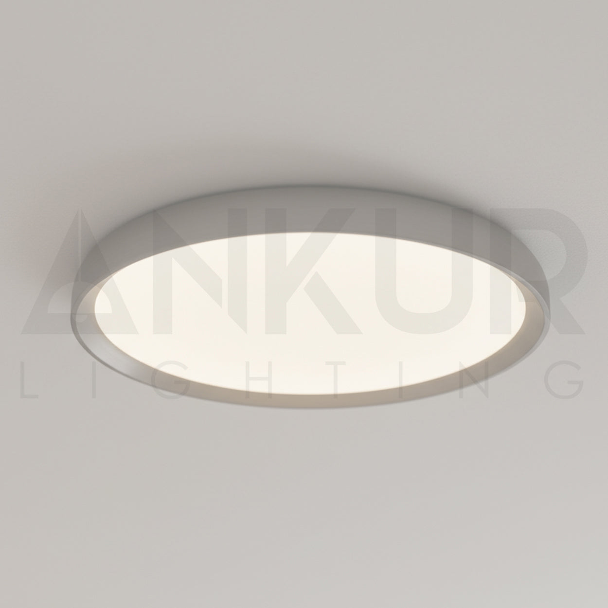 ANKUR LINDEN 3CCT LED WARM WHITE,COOL WHITE AND DAYLIGHT ALL THREE LED COLOUR IN ONE LIGHT BRUSHED GREY ROUND SURFACE CEILING LIGHT