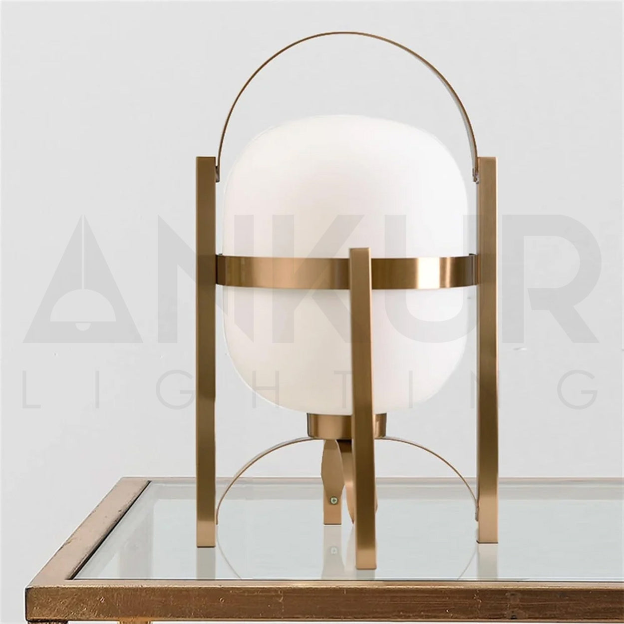ANKUR PETAL GOLD FINISH WITH GLASS GLOBE METAL BASED DECORATIVE BEDSIDE TABLE LAMP