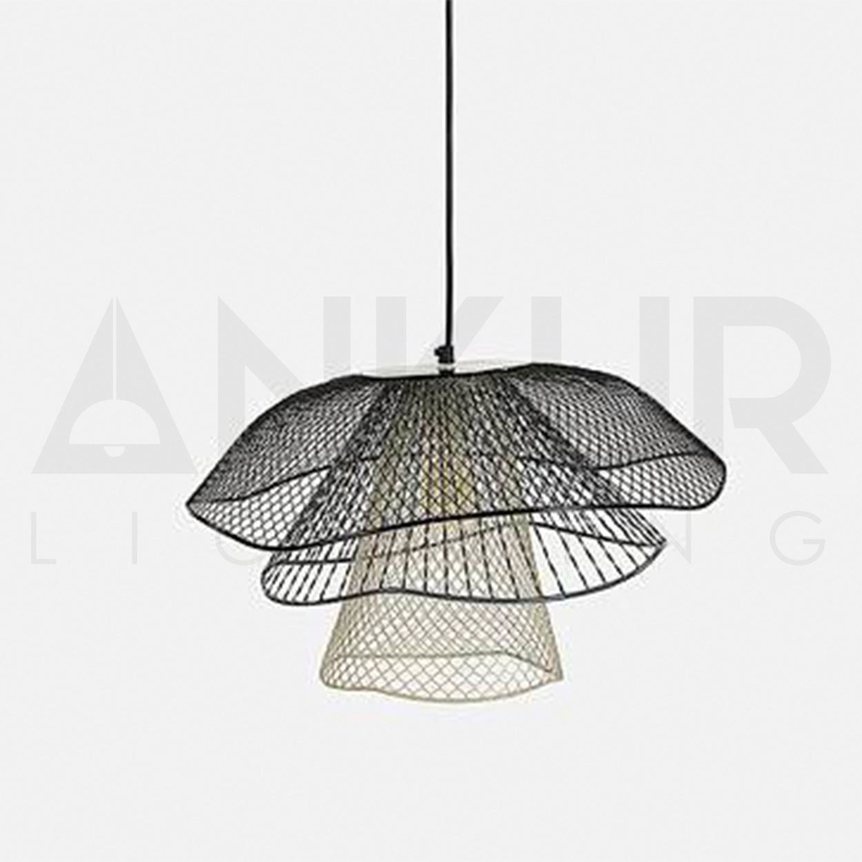 ANKUR TWISTACLE BLACK IRON TEXTURE CONTEMPORARY SEMI SPHERICAL CEILING HAGING LIGHT
