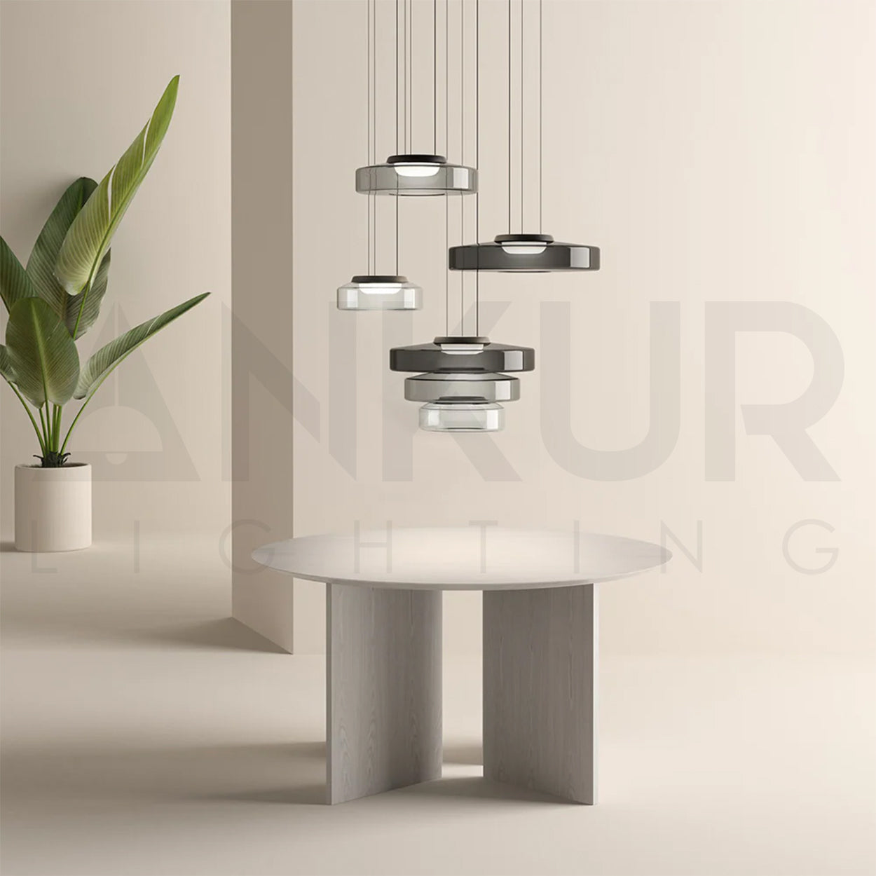 ANKUR BOBBLE TWO LAYER DESIGN SMOKE GREY GLASS PENDANT LIGHT FOR HOME LIGHTING