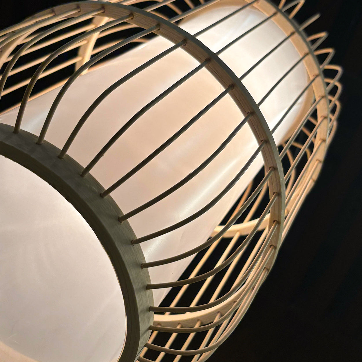 ANKUR NIVA NATURAL BAMBOO CANE AND FABRIC PENDANT LIGHT