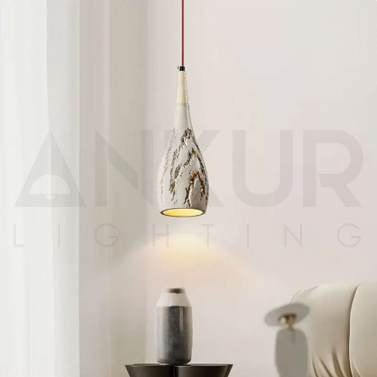 ANKUR CUBIST NORDIC MICRO CEMENT PENDANT LIGHT DECOR DROP LIGHTING FIXTURE SOLID WOOD LAMP HANGING LIGHT