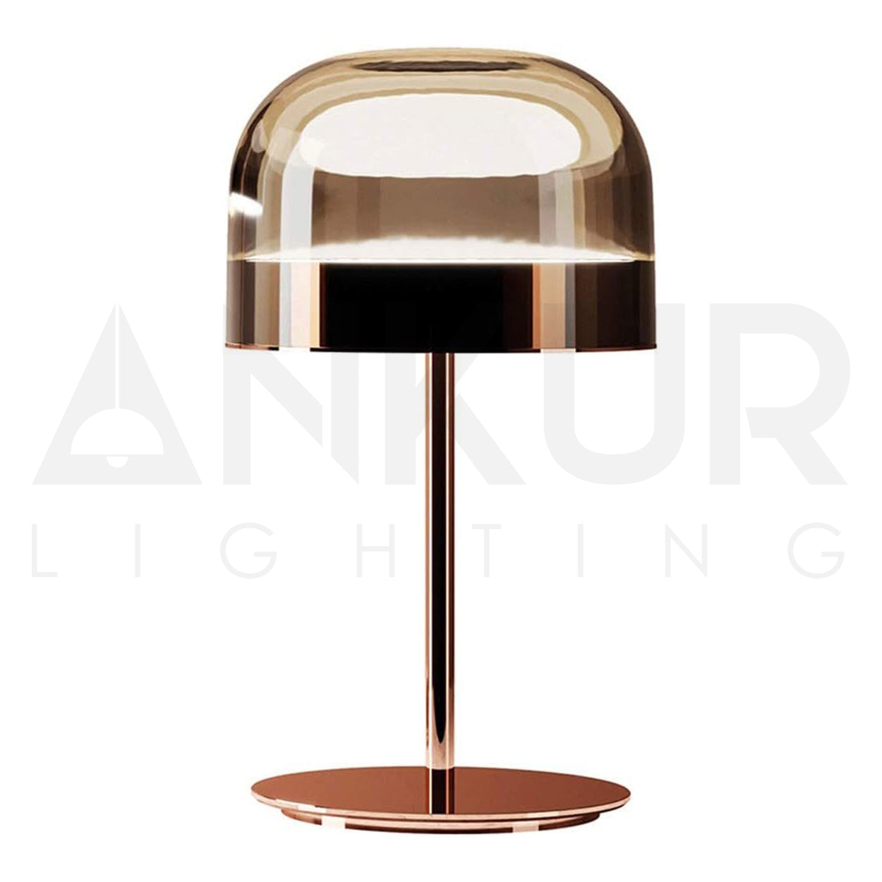 ANKUR CLASSY COPPER FINISH METAL AND GLASS BASED BEDSIDE TABLE LAMP
