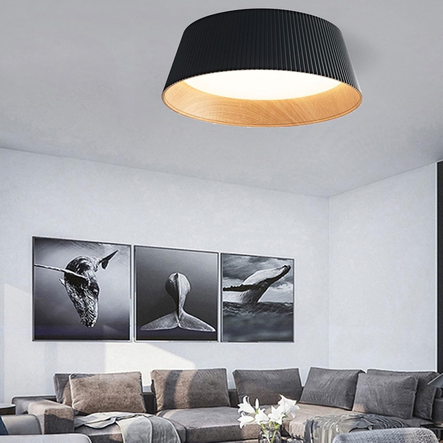 ANKUR CIRQUE 60W SURFACE CEILING LIGHT | 3CCT TUNABLE LED | BLACK WOODEN