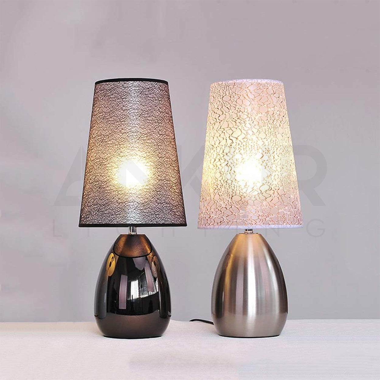 ANKUR NOIR GLOSSY FINISH METAL BEDSIDE TABLE LAMP