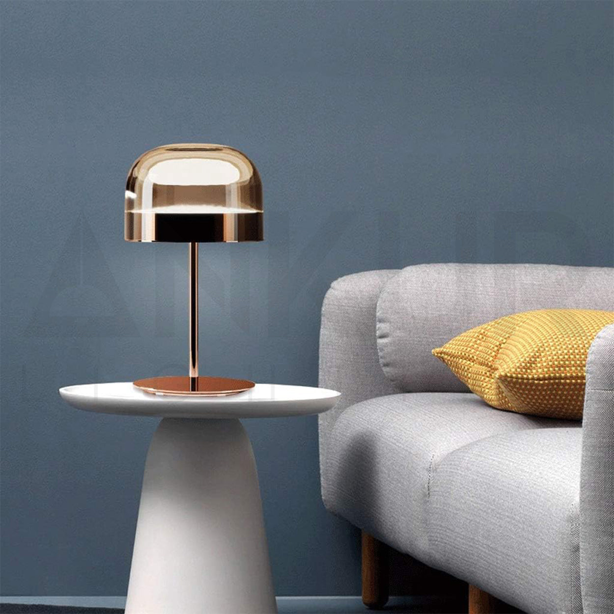 ANKUR CLASSY COPPER FINISH METAL AND GLASS BASED BEDSIDE TABLE LAMP