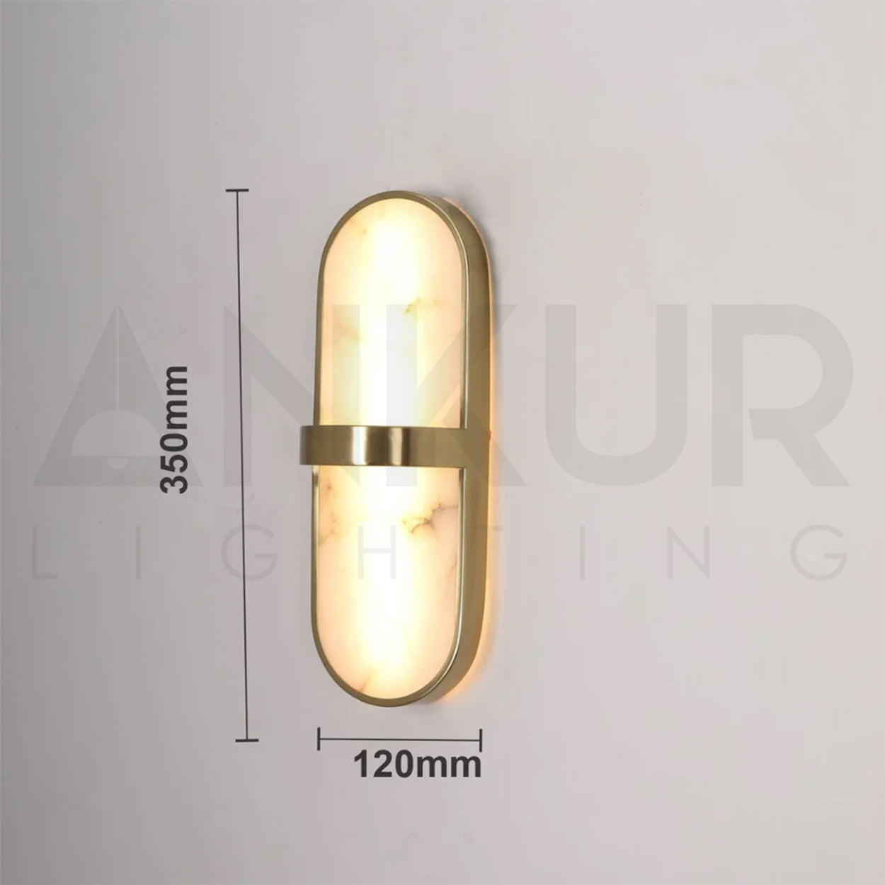 ANKUR ALABASTER PILL NORDIC MARBLE WALL SCONCE WITH METAL FINISH WALL LIGHT