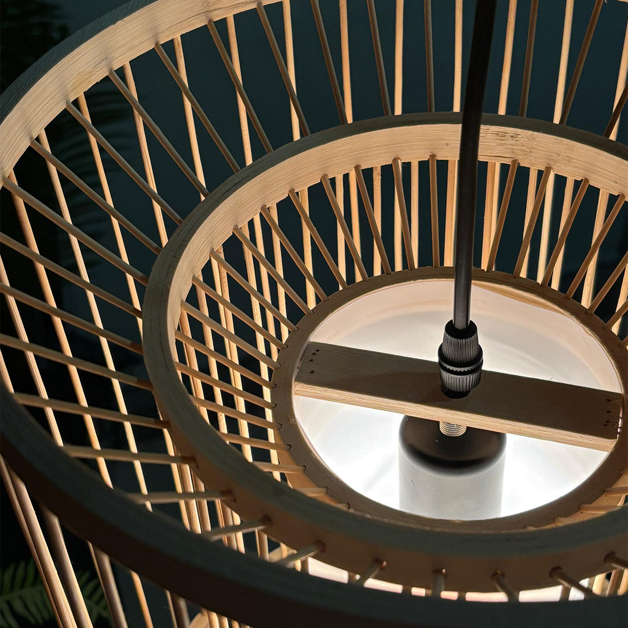 ANKUR VERDI NATURAL BAMBOO CANE AND FABRIC PENDANT LIGHT