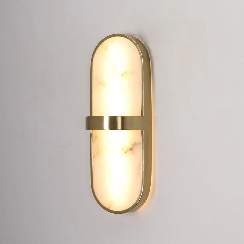 ANKUR ALABASTER PILL NORDIC MARBLE WALL SCONCE WITH METAL FINISH WALL LIGHT