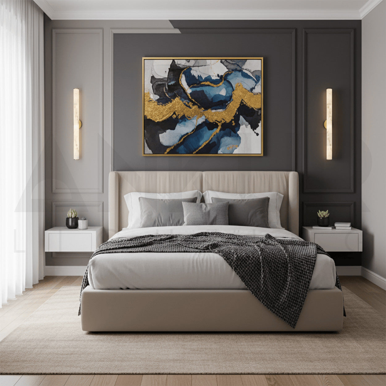 ANKUR VITRIC MODERN MINIMILIST DESIN METAL AND ALABASTER BASED WALL LIGHT