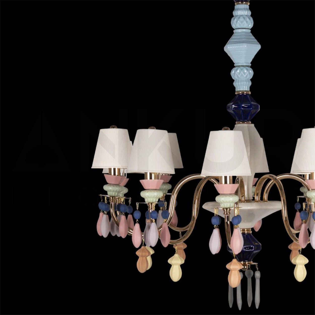 ANKUR BELLE ODRA MODERN DESIGNER CERAMIC LUXURY 10 LIGHTS MULTICOLOUR HANDMADE CHANDELIER