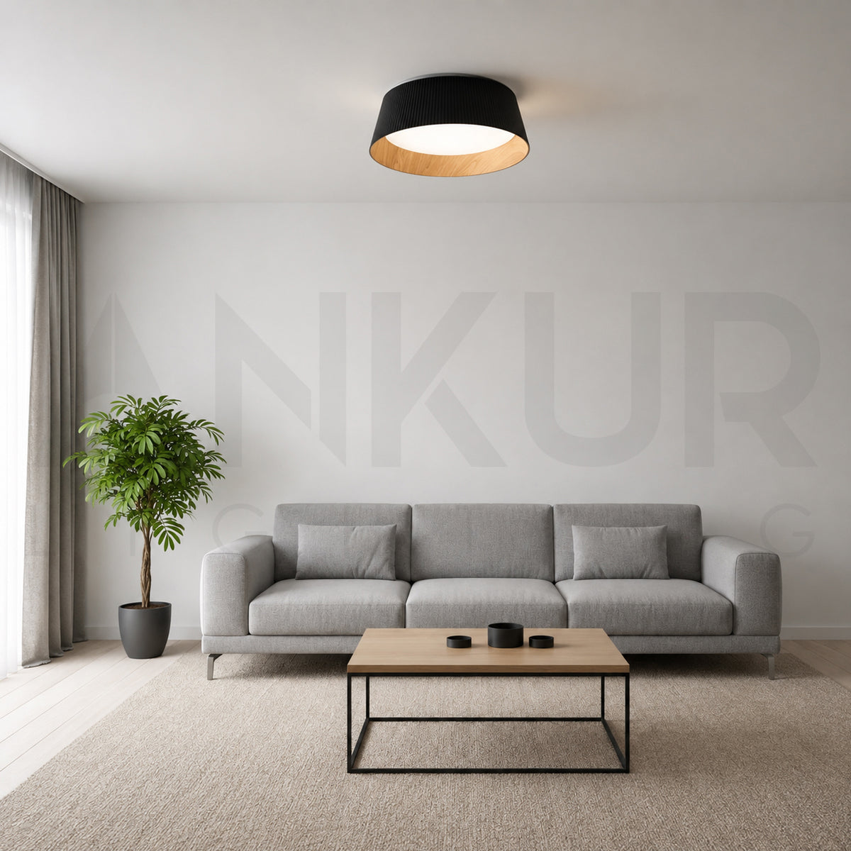 ANKUR CIRQUE 60W SURFACE CEILING LIGHT | 3CCT TUNABLE LED | BLACK WOODEN