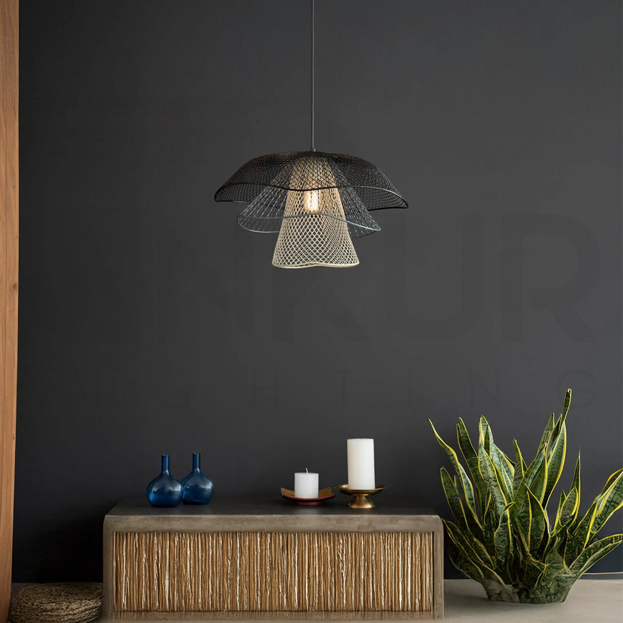 ANKUR TWISTACLE BLACK IRON TEXTURE CONTEMPORARY SEMI SPHERICAL CEILING HAGING LIGHT