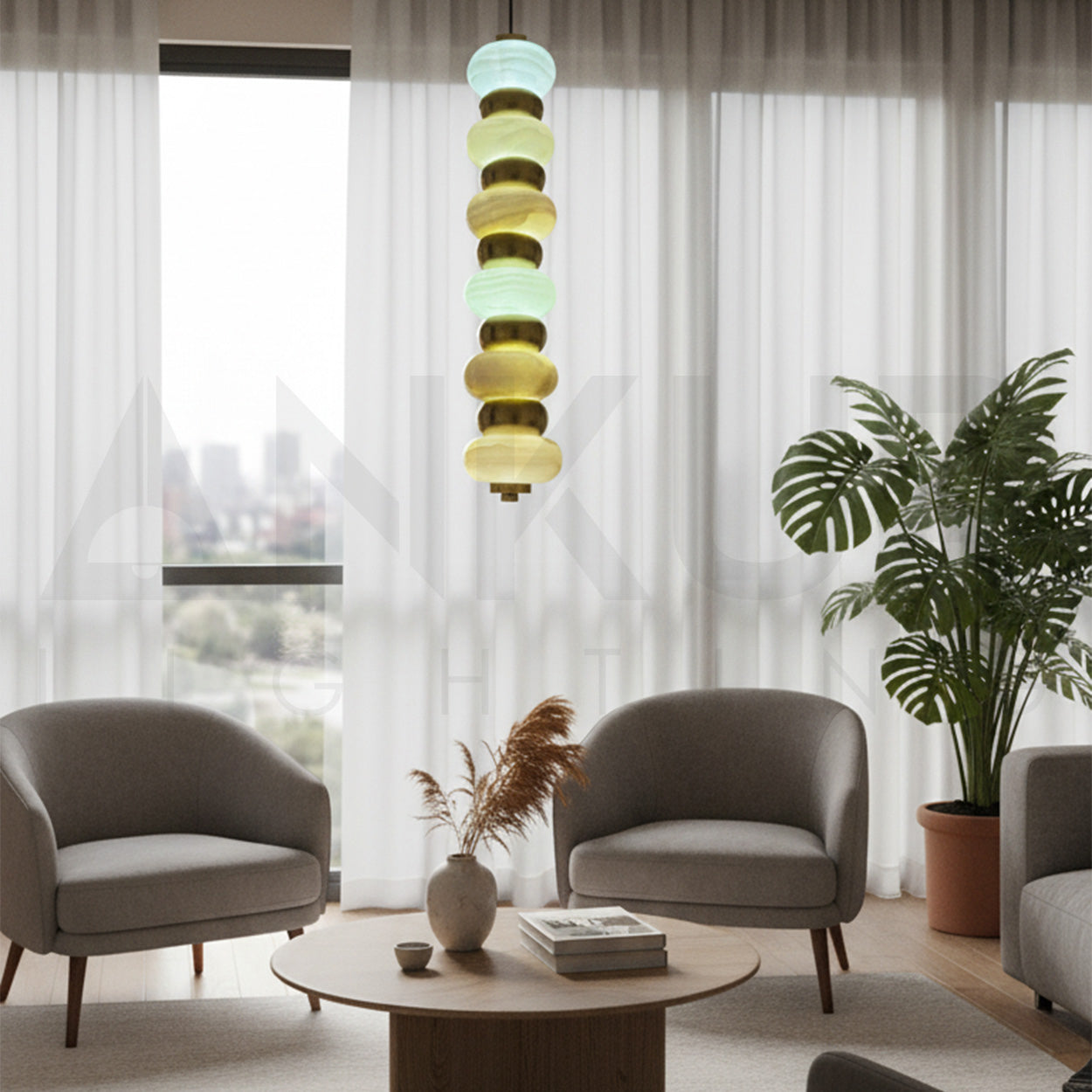 ANKUR CAELUS LUXUXY ONYX MARBLE HANGING LIGHT