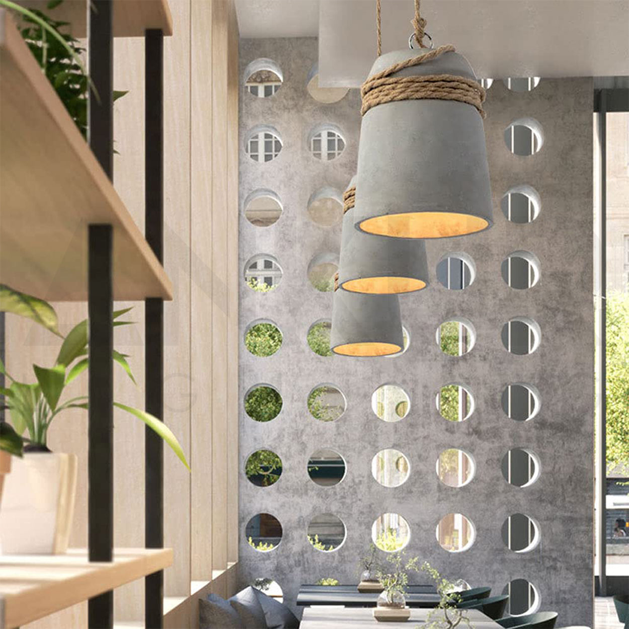 ANKUR SYLVAIN NORDIC RETRO LIGHTING CONCRETE BELL SHADE PENDANT CEILING LIGHT