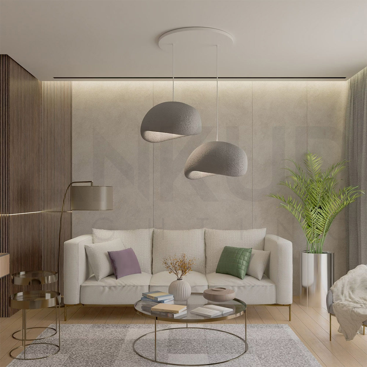 ANKUR CURVE CONCRETE LOOK PENDANT LIGHT FROM ANKUR TERRA COLLECTION