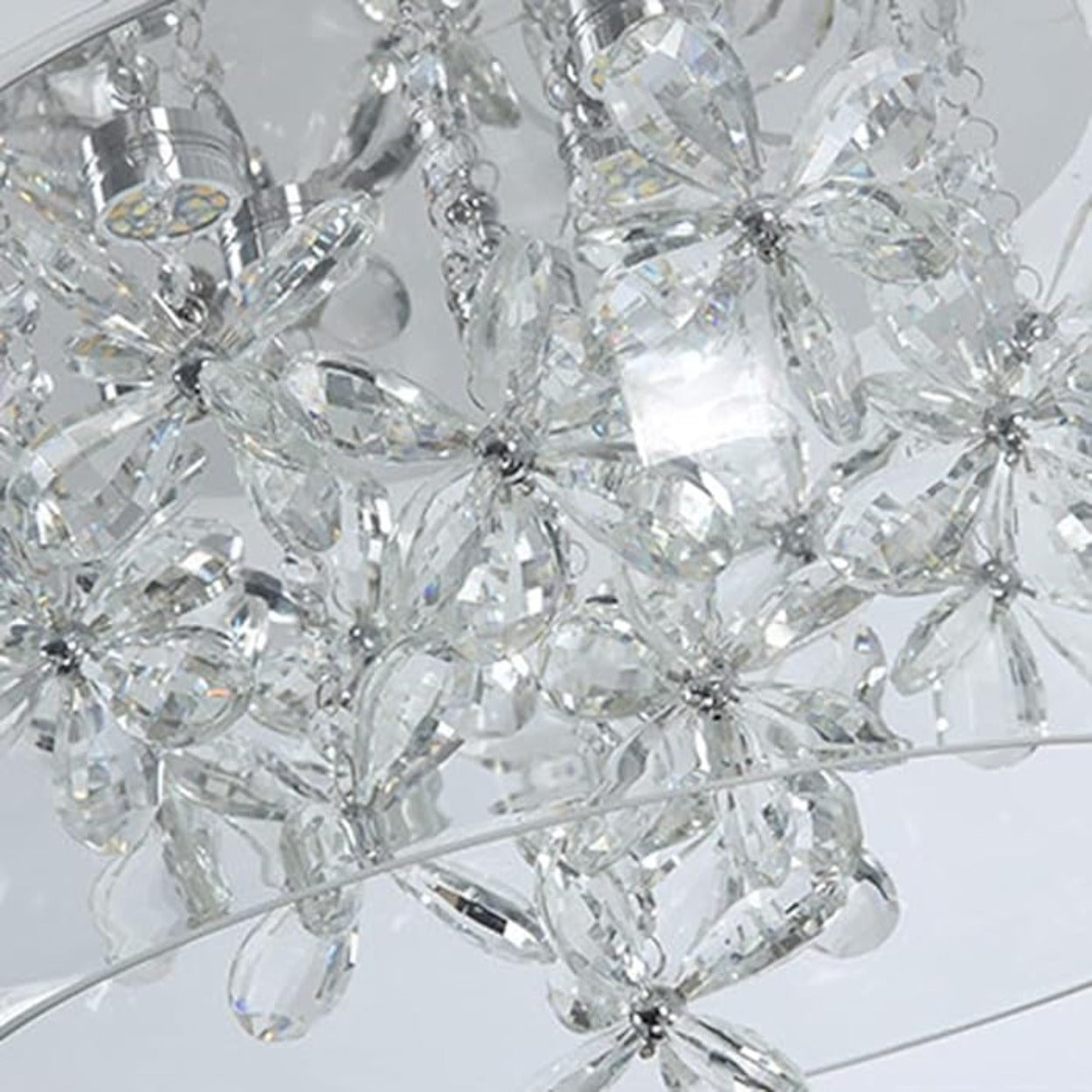 ANKUR DOMA FLORA GLASS DOME AND CRYSTAL LED HANGING CHANDELIER